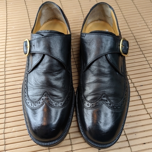 BALLY of Switzerland Vasano Fullerton Mens Single Monk Strap Wingtip Black leath - Picture 3 of 10